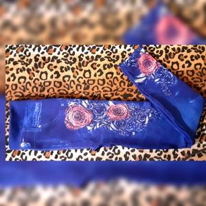 Blue Denim Rhinestone Leggings/Jegg - OS